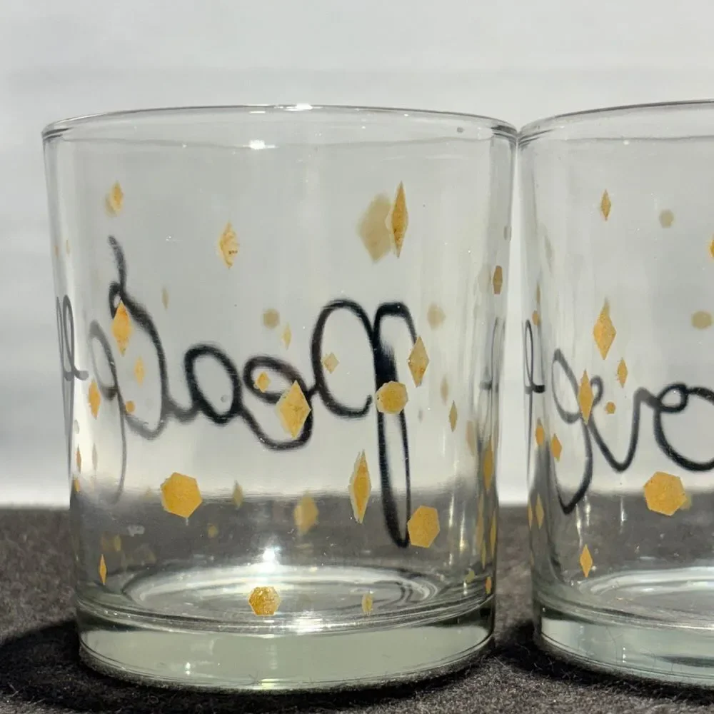Gold and Black Glass Candle Holders Set